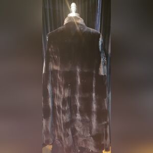 J. Mendel Gabardine wool lined in sheared mink trim sleeve collar in mink coat L
